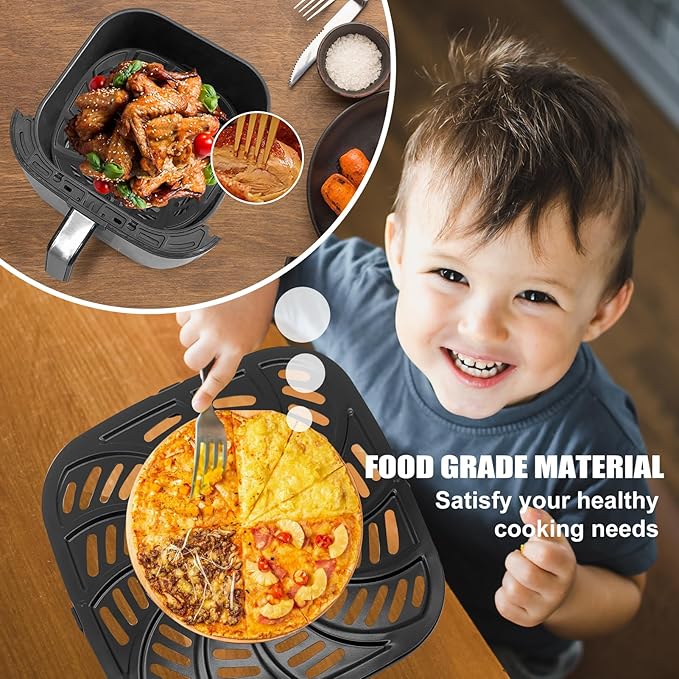 GWBSXM Air Fryer Grill Pan for Gourmia GAF856 GAF826 8QT, Nonstick 9.8''*9.8'' Square Air Fryer Replacement Parts Accessories Rack Tray Grill Plate Crisper Plate
