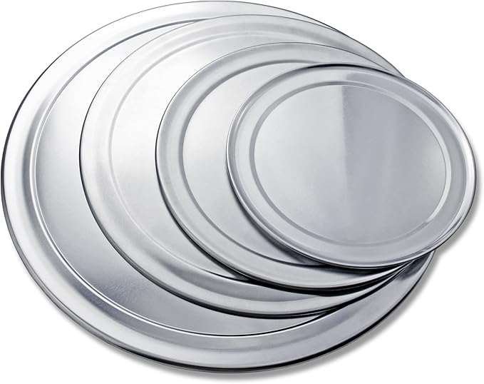 New Star Foodservice 50875 Pizza Pan/Tray, Wide Rim, Aluminum, 10 Inch, Pack of 6