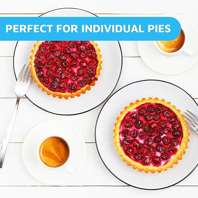 MontoPack Disposable 5" Aluminum Foil Pie/Tart Pans (100 Pack) | 5 Inch Round Cake Pan for Baking Personal Mini Pies, Homemade Cakes & Quiche | Oven Safe Foil Tins Easily Stack & Store Freeze & Reheat