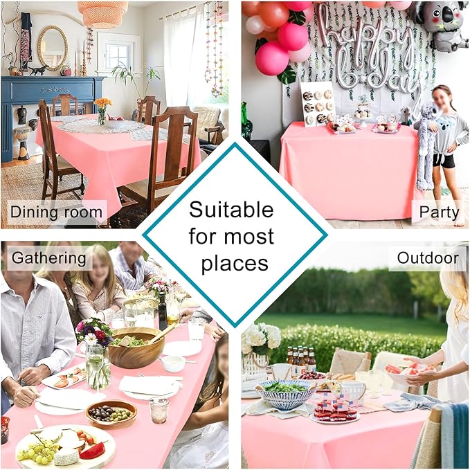 Hiasan Rose Pink Tablecloth for Square Tables - Waterproof and Spillproof Washable Fabric Table Cloth for Dining Room Kitchen Party, 40 x 40 Inch
