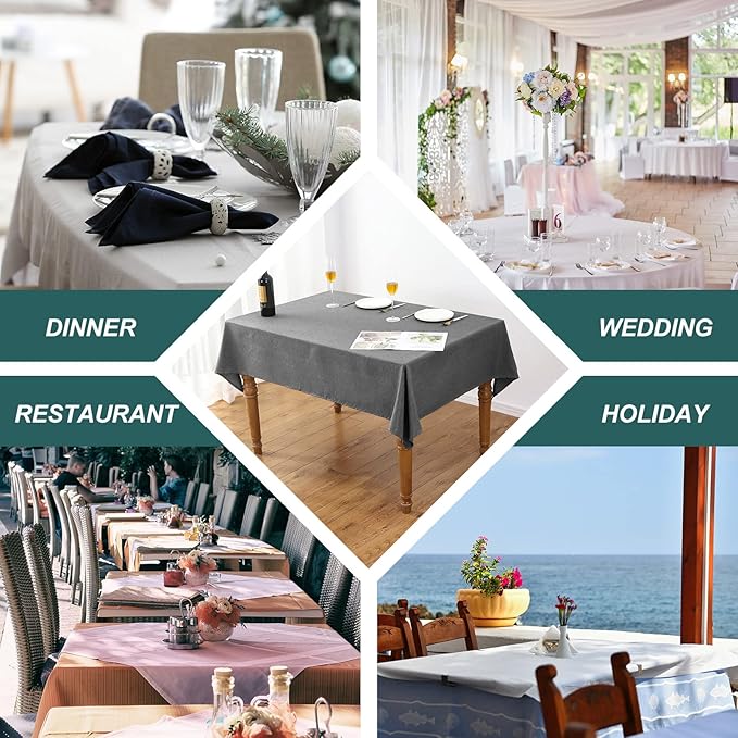 AUSSPVOCT Textured Linen 60 Inch Round Tablecloth Up to 40'' Tables, Waterproof Spill-Proof Round Table Cloth Wrinkle Free Circle Dining Table Cover for Birthday Farmhouse Outdoor Kitchen