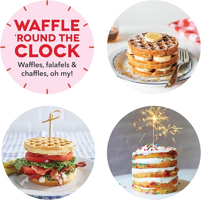 Dash Express Waffle Maker -Electric Waffle Maker for Creative Homemade Treats - Dual Nonstick Cooking Surfaces, Easy Food Release & Quick Cleanup - Compact, Space-Saving Design - 8 Inches - Red