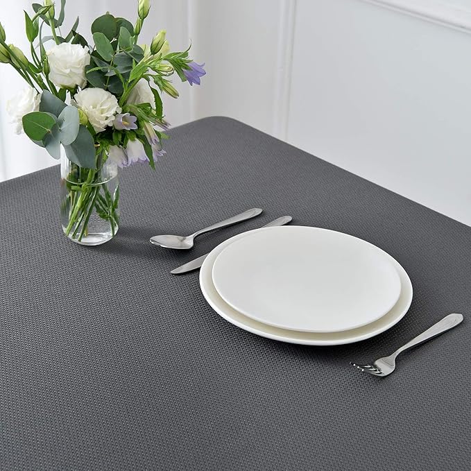 maxmill Jacquard Square Tablecloth Waterproof Spillproof Wrinkle Resistant Soft Textured Table Cloth for Dinner and Party Washable Polyester Fabric, Indoor and Outdoor Use, 60 x 60 Inch, Charcoal