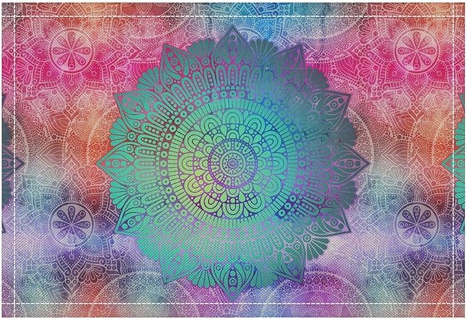 Boho Mandala Placemats Set of 4 Abstract Bohemia Floral Art Printed Dining Table Mats for Restaurant Home Kitchen Holiday Picnic Party Decor 12x18in