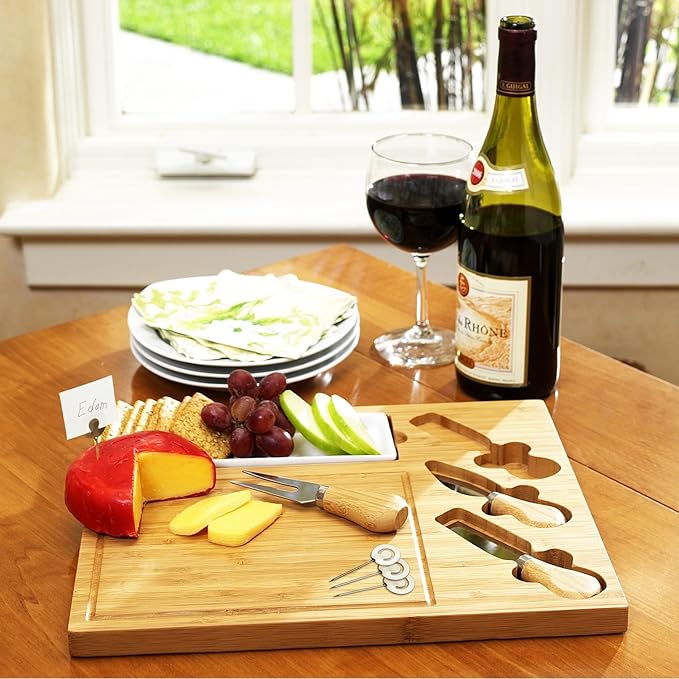 NCAA Texas Longhorns Officially Licensed Bamboo Cheese/Charcuterie Board with Knife Set & Cheese Markers by Picnic at Ascot