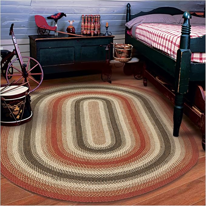 Homespice Chester Oval Woven Rug 5x8' - Cabin Style Natural Rugs for Living Room and Bedroom