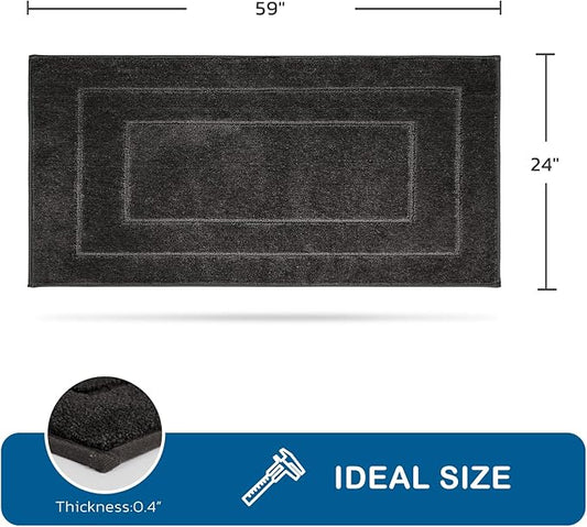 PURRUGS Machine Washable Kitchen Runner Rug 24" x 59", Non-Slip/Skid Hallway Runner Rug, Super Absorbent Soft Area Rug for Kitchen, Hallway & Laundry, Charcoal