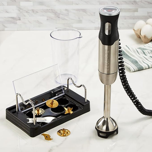 BergHOFF X5 Pro Stainless Steel Handheld Food Processor With 5 Multifunctional Blades, 1000W, 18000 RPM, 13ft Expandable, Low Noise, 16-Speed Control, Lightweight