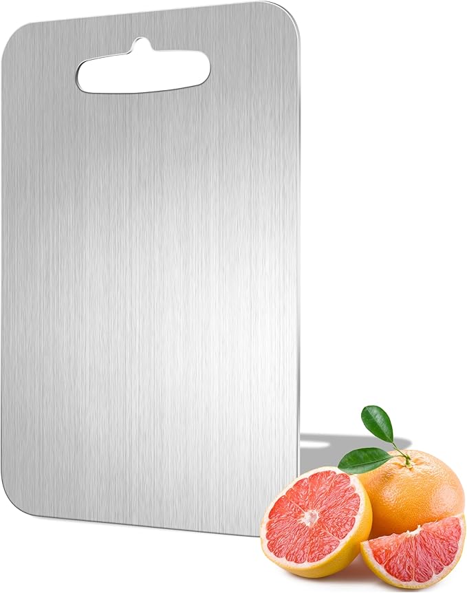 Titanium Cutting Board - Katuchef 100% Pure Titanium Cutting Boards for Kitchen Double Sided Non Toxic Titanware for Meat/Vegetables, Hygiene Durable Dishwasher Safe Metal Chopping Board Small