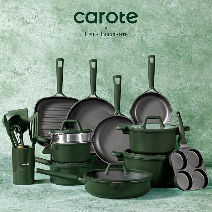 CAROTE 31PCS Pots and Pans Set, Nonstick Cookware Set Kitchen Non Stick Induction Titanium Cookware Non-toxic Granite Cooking set