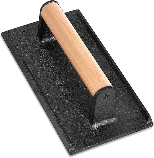 Smash Burger Press, Leonyo Cast Iron Burger Press, Heavy-Duty Hamburger Smasher Tool Griddle Accessories Kit for Cooking Bacon Steak Sandwich, Outdoor BBQ Grill - Rectangle (8.2"X4.3")