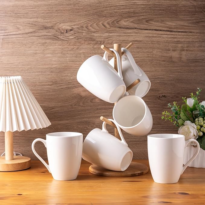 AmorArc 12oz Off White Coffee Mugs Set of 6, Ceramic Coffee Mugs with Large Handle for Man, Woman, Light Weight Coffee Mugs Set for Latte/Cappuccino/Cocoa/Milk, Dishwasher & Microwave Safe, 6Pcs