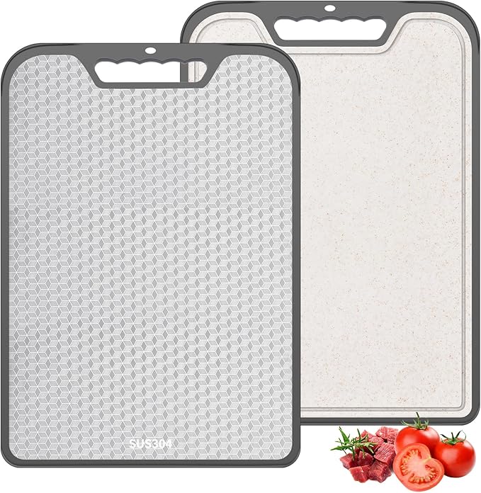 stainless steel Cutting Board for Kitchen, Cutting Board Double Sided Food Grade, Anti slip, scratch resistant, Easy to Clean Large Size 16”×11”