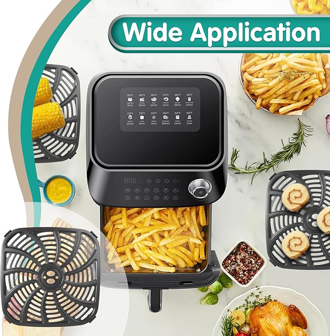 8QT Air Fryer Grill Plate for Gourmia GAF838 GAF856 GAF826 Air Fryers, 9.8''×9.8'' Square Air Fryer Tray Replacement for Gourmia, Nonstick Air Fryer Grill Pan for Gourmia 8QT Air Fryer