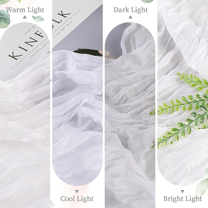 6 Pack White Cheesecloth Table Runner 10FT Long Valentine's Day Boho Gauze Table Runner Rustic Sheer Runner for Spring Wedding Bridal Baby Shower Birthday Party Table Decor Easter Decorations