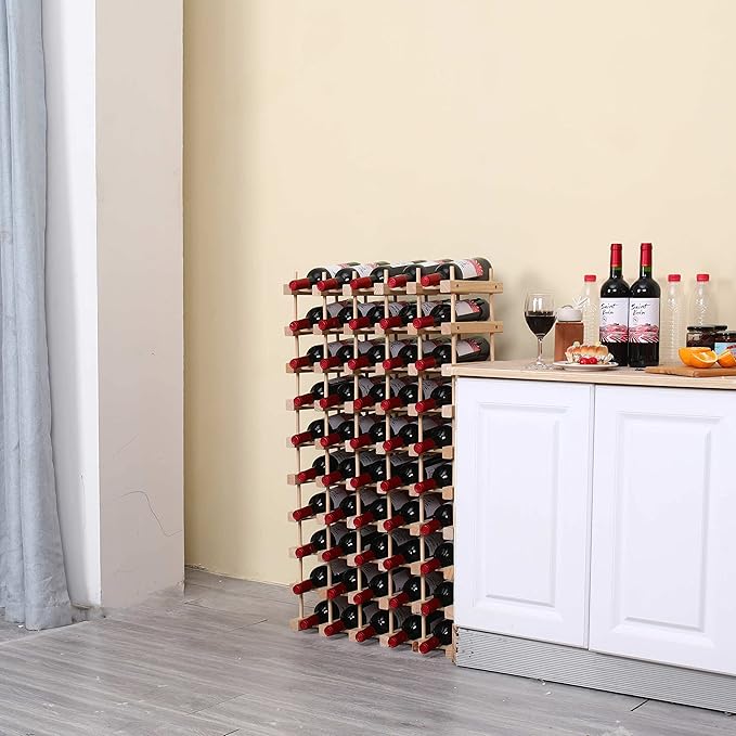 Wooden Stackable Storage Modular Small countertop Wine Rack Cabinet,Freestanding for Floor Wood Wine Bottle Shelf (50bottle)