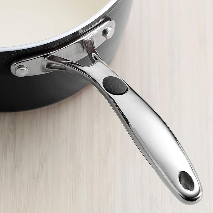 Tramontina Ceramica Deluxe 3-Quart Sauce Pan with Glass Lid, Ceramic Non Stick Saucepan, Oven-Safe, Metallic Black