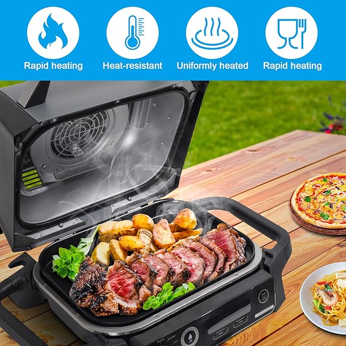 Grill Griddle Plate for Ninja Woodfire Outdoor Grills OG700 Series Accessories, Non-Stick Flat Top Griddle Pan Compatible with Ninja XSKGRDPLT Woodfire OG701 Grill, Insert
