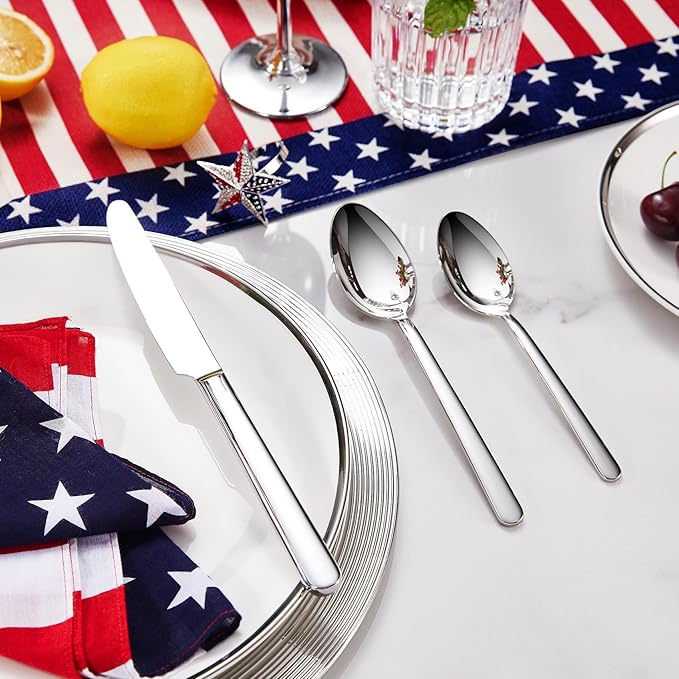 KEAWELL Premium Lucent 4-Piece 9.5 inch Knife Set – Durable Stainless Steel Flatware with Mirror Polish, Dishwasher Safe for Hosting and Everyday Dining (Dinner Knives)