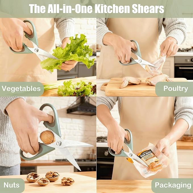 3-Pack 9.5"Kitchen Scissors All Purpose - Heavy Duty Stainless Steel Cooking Shears for Cutting Meat, Food, Fish, Poultry Multipurpose Sharp Sissors for Dishwasher Safe, with Protective Sheath