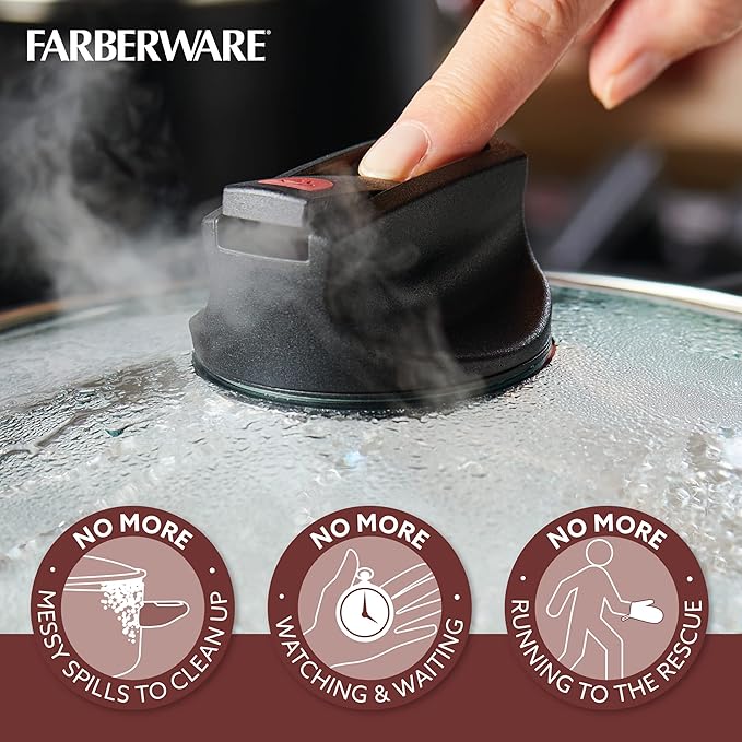 Farberware Smart Control Nonstick Jumbo Cooker/Saute Pan with Lid and Helper Handle, 6 Quart, Black