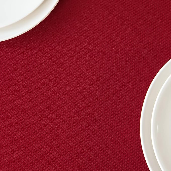 maxmill Textured Tablecloth Stain Resistant Waterproof and Wrinkle Resistant Washable Table Cloth, Fabric Table Cover for Dining Room and Outdoor Use, Rectangle 60 x 120 Inch, Red