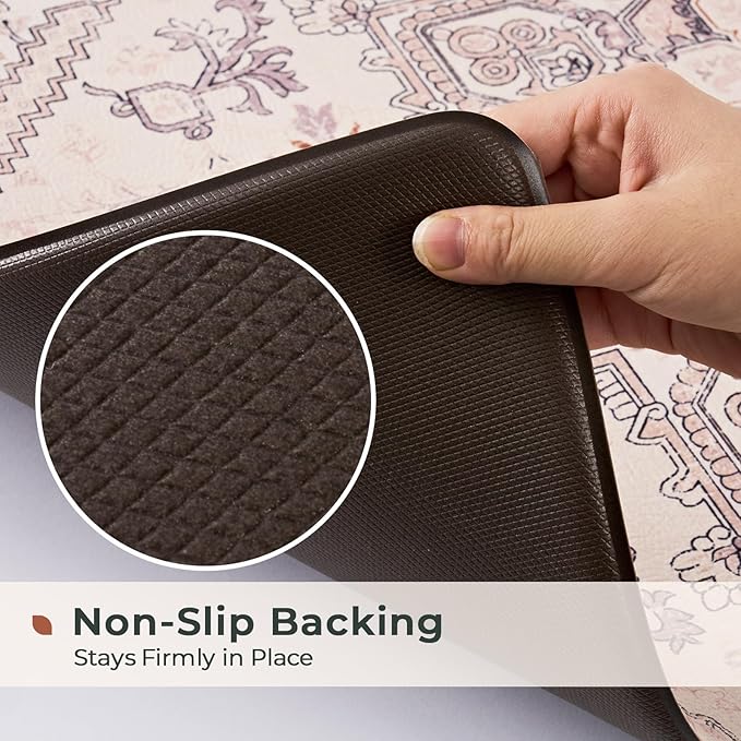 FRESHMINT Anti Fatigue Kitchen Mats Set 2 PCS, Waterproof & Non-Skid Boho Kitchen Rugs, Cushioned Kitchen Floor Mats for Standing Washable Comfort Kitchen Runners for Lanudry, Office, Sink