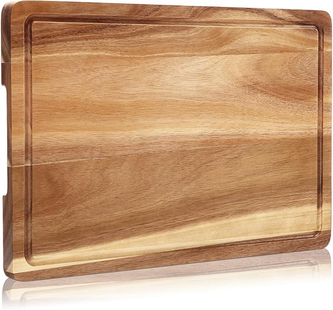DYTesa Cutting Board, 18 Inch Large Acacia Wood Cutting Board 1" Thick, Durable Wood Cutting Boards for Kitchen with Deep Juice Grooves & Built-in Handles, Easy to Clean