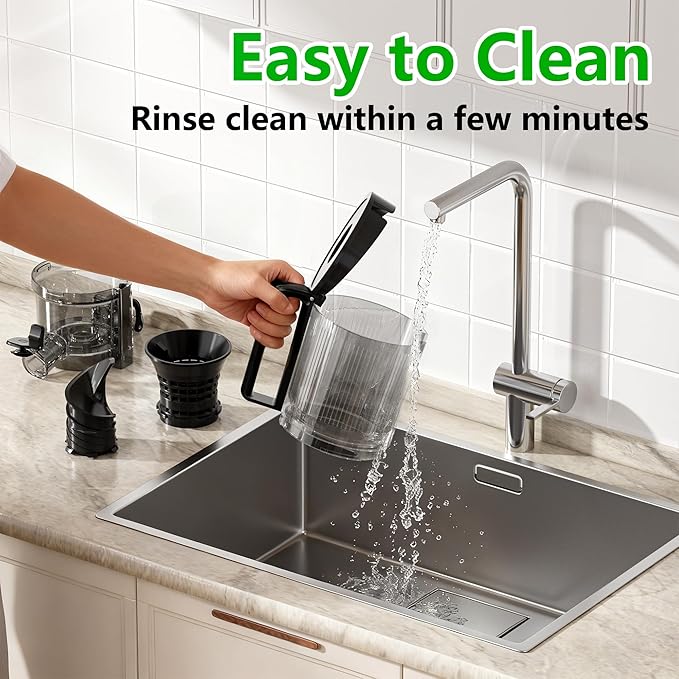 T34 Cold Press Juicer, Juicers Machines - 5.3" Large Feed Chute for Whole Fruits & Vegetables, Powerful AC Brushless Motor, 99% Juice Yield, Ultra Quiet, Easy Clean, Extra one Replace juicer strainer