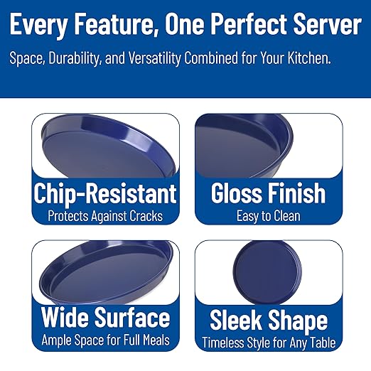 Carlisle FoodService Products Plastic Serving Tray, 13 Inches, Cobalt