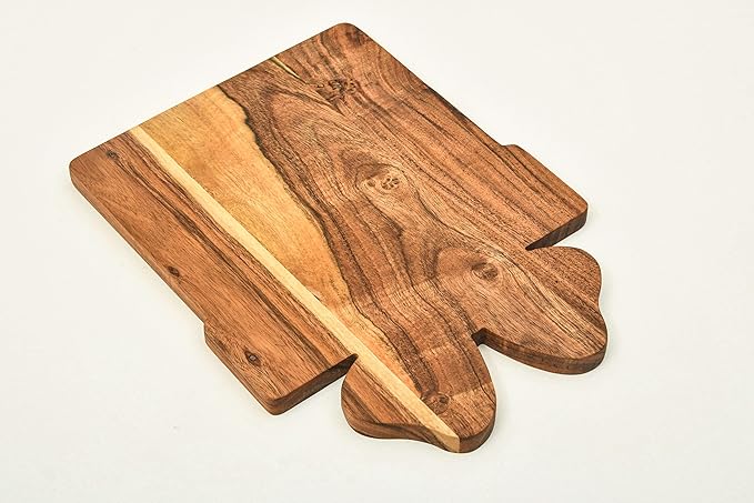 Treen Art Wooden Christmas Cutting Board for Kitchen Decor, 14"L x 10"W Gift Box Shaped Acacia Wood Chopping Board with Handle, Serving Charcuterie Platter