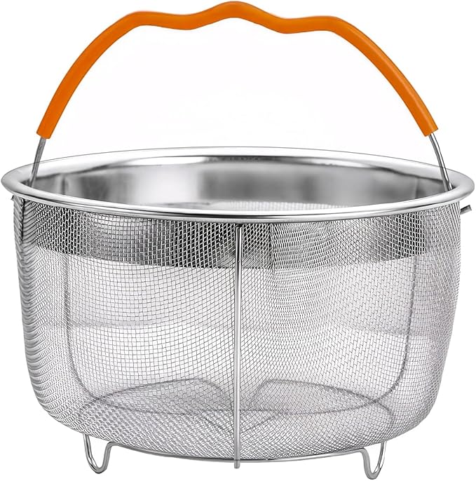 Steamer Basket for Instant Pot Accessories 6 & 8 Qt - Stainless Steel Mesh Strainer Insert - Vegetable Steamer for Cooking Broccoli, Eggs, Pasta - Fits All Pressure Cooker Pots - Silver