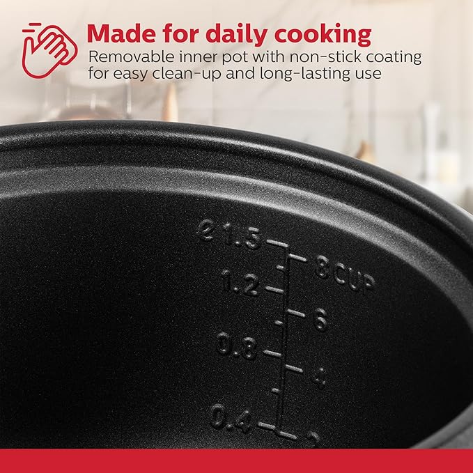Holstein Housewares 16-Cup Cooked (8-Cup Uncooked) Rice Cooker, Black – One-Touch Operation with Cook & Keep Warm Functions, Perfect for Rice, Quinoa, Oatmeal, Stews & Grains