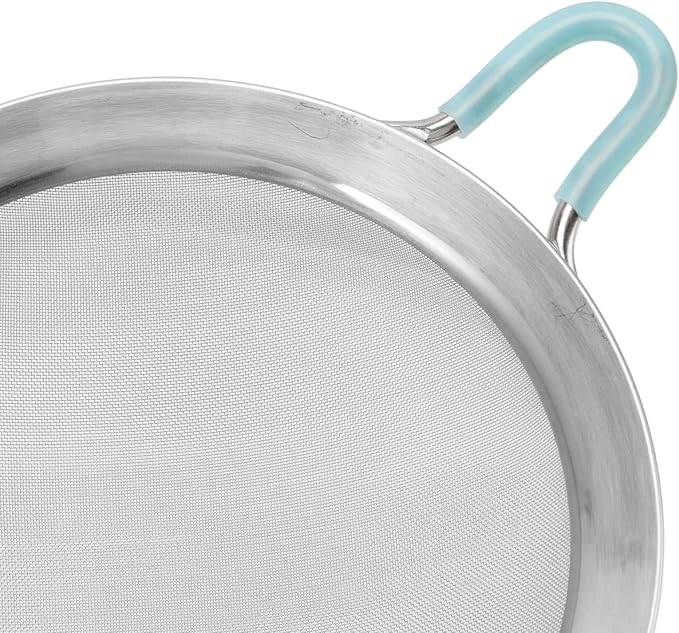 60 Mesh Fine Mesh Strainers, Stainless Steel Sieve Fine Mesh Strainer Handheld Flour Colander with Long Handle, Flour Sifter for Kitchen (14cm)
