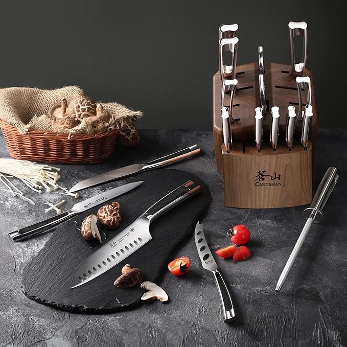 Cangshan N1 Series 1024784 German Steel Forged 17-Piece Knife Block Set, acacia