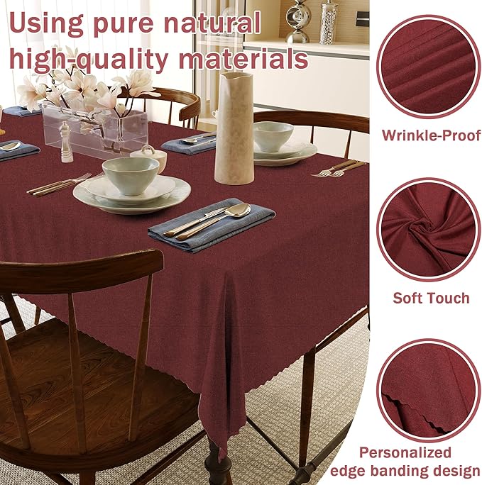 HX&OD Rectangular Tablecloth Cationic Fabric Waterproof Stain Resistant Wrinkle-Resistant for Home/Decoration/Party/Buffet/Wedding/Dining Room/Camping