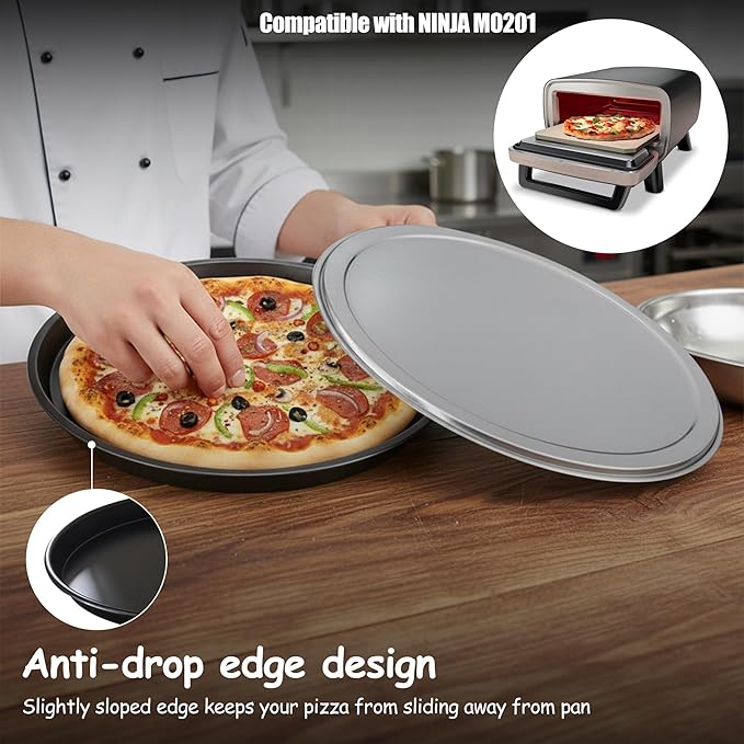 12 Inch Cookie Cake Pan with Lid – Aluminum Alloy Non-Stick Pizza Pan for Oven, Compatible with Ninja MO201, Premium Coated Round Pan for Cookie, Pie, Cake, Pizza Nights & Family Baking, Easy to Clean