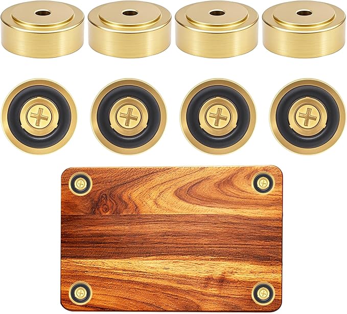 8 Pack Brass Cutting Board Feet with Non Slip Pads,Rubber Feet for Cutting Board,1.18 Inch Rubber Feet Solid Brass (8, 1.18 inch)