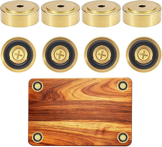8 Pack Brass Cutting Board Feet with Non Slip Pads,Rubber Feet for Cutting Board,1.18 Inch Rubber Feet Solid Brass (8, 1.18 inch)