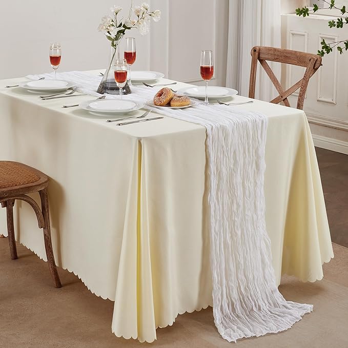 6 Pack White Cheesecloth Table Runner 10FT Long Valentine's Day Boho Gauze Table Runner Rustic Sheer Runner for Spring Wedding Bridal Baby Shower Birthday Party Table Decor Easter Decorations