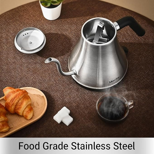 Mecity Electric Kettle Gooseneck Water Kettle Stainless Steel Tea Kettle Water Boiler Fast Heating, Auto Shut Off, 27 fl oz, 1000W, Stainless Steel