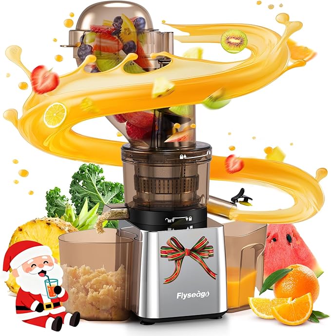 Flyseago Commercial 300W Cold Press Juicer Machines - Dual Outlet for Juice & Pulp, High Yield, Masticating Juicers, Heavy Duty Stainless Steel, Quiet Motor, Easy Clean for Restaurants, Bars