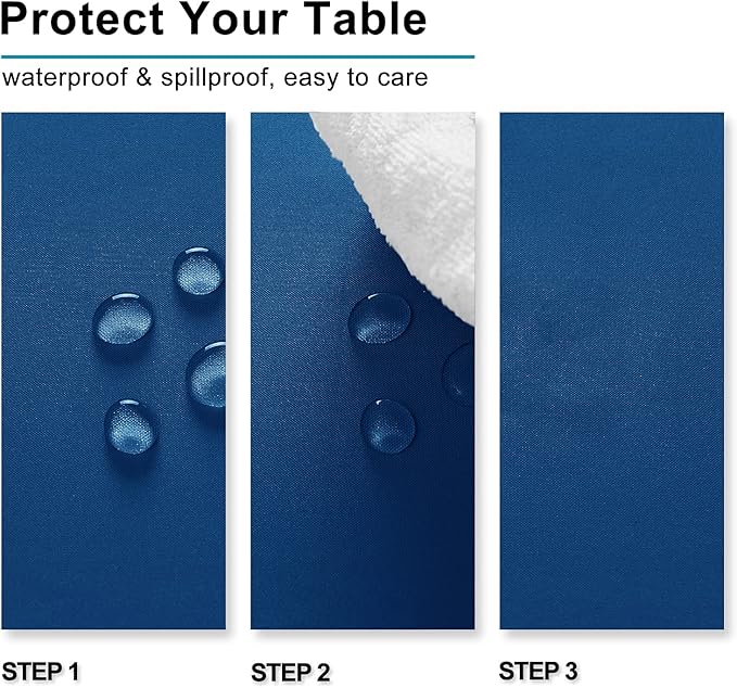 Hiasan Royal Blue Tablecloth for Rectangle Tables - Waterproof and Spillproof Washable Fabric Table Cloth for Dining Room Kitchen Party, 52 x 70 Inch
