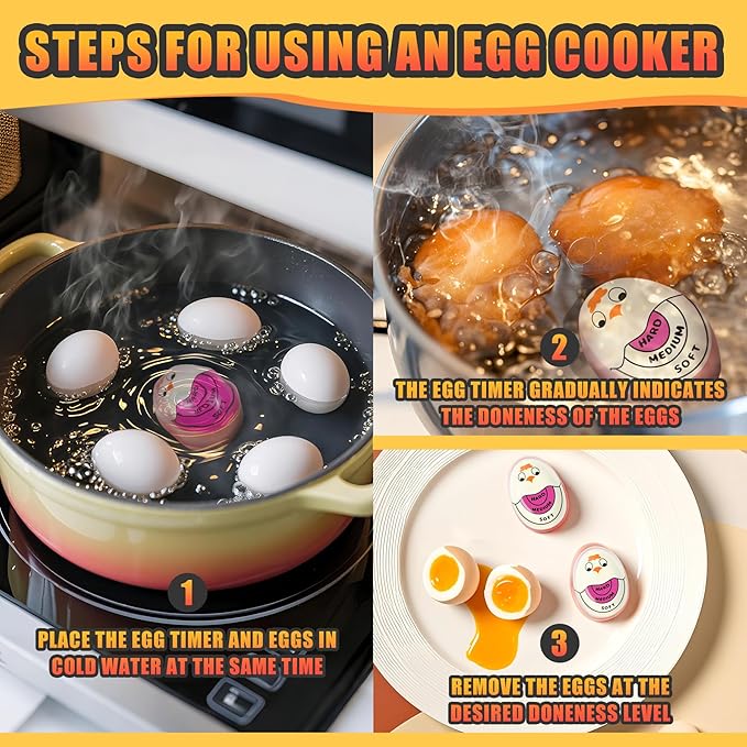 Egg Timer for Hard Boiled Eggs Soft Boiled Color Changing Indicator Tells When Eggs are Ready, Purple 2pcs