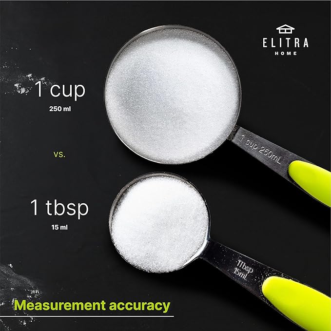 Complete Measuring Set, 13-Pack Stainless Steel Cups, Spoons, Plastic Measuring Pitchers with Spout - Engraved Measurements, Non-Slip Handles - Cooking & Baking Essentials