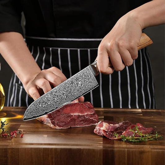 Wakoli EDIB Pro Damascus Santoku Knife – Japanese Style Kitchen Knife | 6.3-Inch Genuine Damascus Steel Blade with VG10 Core | Ergonomic Pakkawood Handle | High Cutting Performance