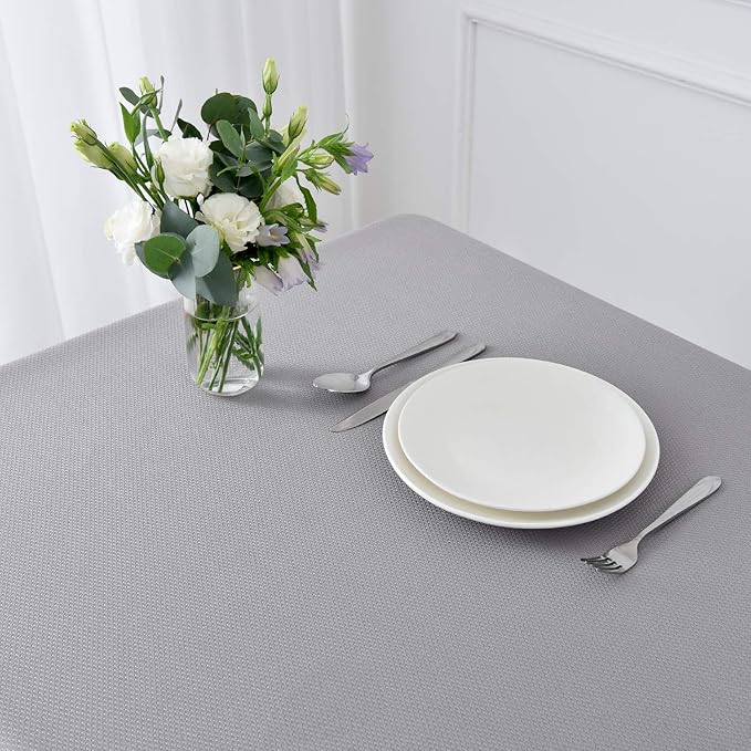 maxmill Jacquard Tablecloth Stain Resistant Waterproof Wrinkle Resistant Spillproof Washable Soft Textured Table Cloth for Dining Room, Indoor and Outdoor Use, Rectangle 60 x 140 Inch, Light Gray