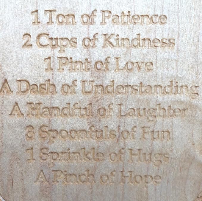 Maple Wood Cutting Board with Heart Design, Recipe for a Mom Engraving, Decorative Kitchen Display, Paddle Shaped Cutting Board, Mother's Day Gift