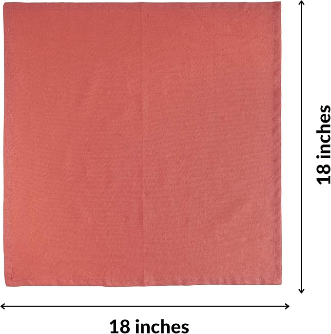 Fingercraft Cloth Napkins Cotton Linen Blend Fabric 12 Pack Premium Quality Mitered Corners for Every Day Use Napkins are Pre Shrunk and Good Absorbency Easter Color Coral