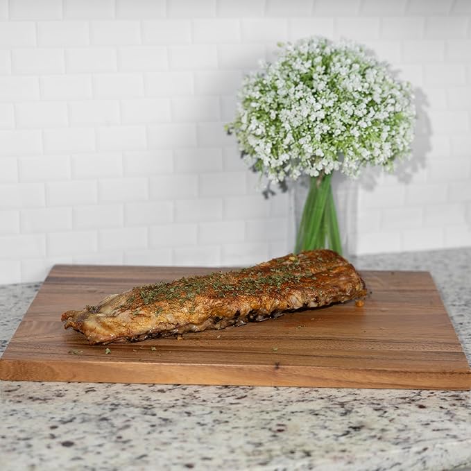 Ironwood Gourmet Osterbotten Rectangular Carving Board, 20" x 14" Acacia Wood Cutting Board With Juice Groove
